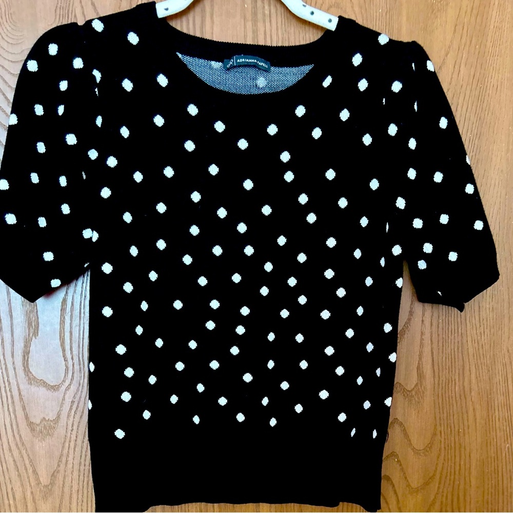 Adrianna Papell Black and White Polka Dot A-Line Skirt